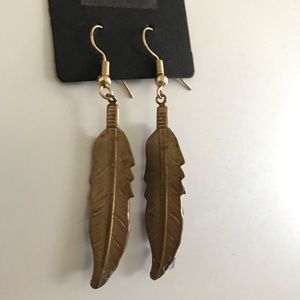 Amethyst and turquoise  Feather Charm Earrings